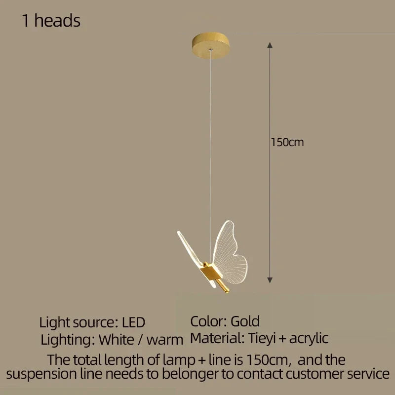 DecorBites™ LED Chandelier: Modern Butterfly Design, Acrylic, Exhibition Hall, Staircase, Bedroom Night Lamp Lighting Fixtures