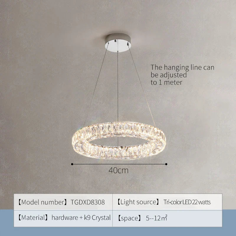 حلقة ثريا كريستال DecorBites™ - إضاءة فاخرة أنيقة لغرفة المعيشة وغرفة الطعام وغرفة النوم