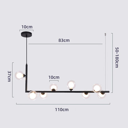 DecorBites™ Glass Black Chandelier Pendant Lamp Nordic Modern Living Room Light