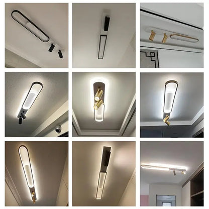 DecorBites™ Acrylic LED Chandelier with Spotlights, Black/Gold, Living Room Bedroom Lighting