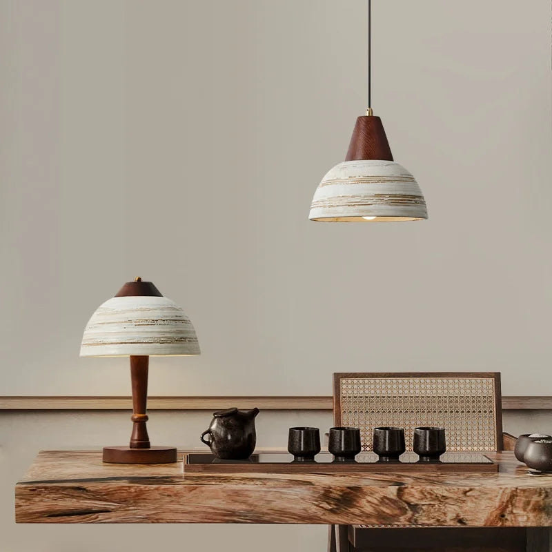 DecorBites™ Ceramic Wood LED Hanging Pendant Light - Nordic Modern Design