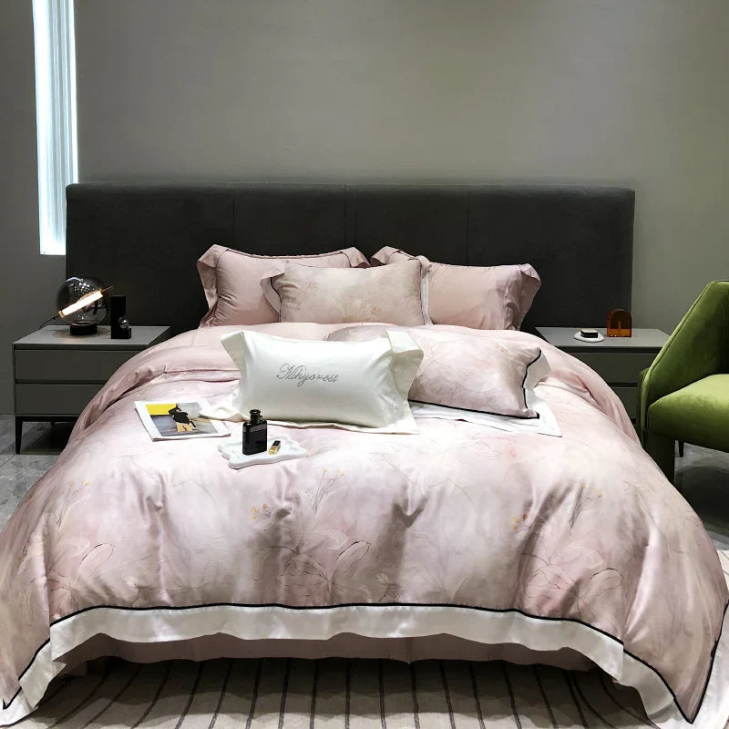 DecorBites™ Eucalyptus Lyocell Flowers Duvet Set with Sheet & Pillowcases