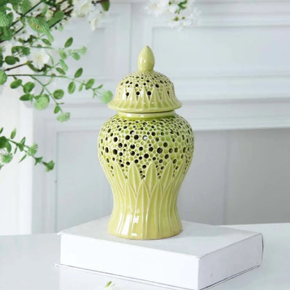 DecorBites™ Elegant Golden Porcelain Jar for Home Decoration and Storage