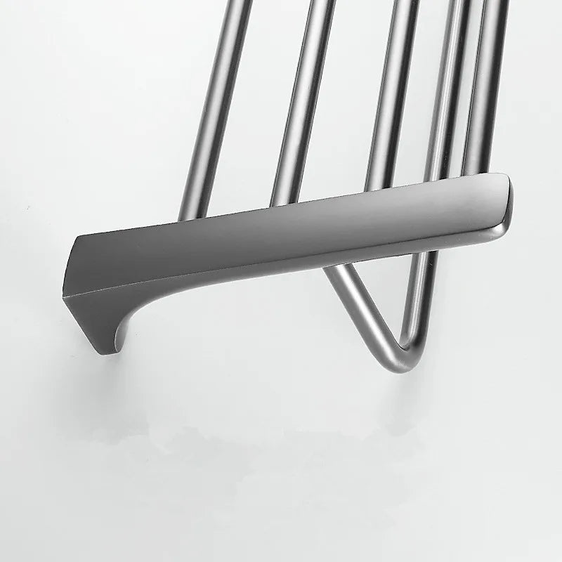 DecorBites™ Grey Bathroom Accessories Set: Paper Holder, Corner Shelf, Towel Rack, Toilet Brush Holder, Towel Holder