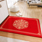 Decobites Red Tech Velvet Entrance Doormat: New Chinese Style, Anti-slip, Wear-resistant & Easy To Clean