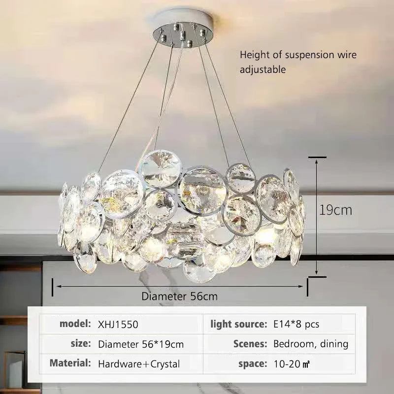 DecorBites™ Crystal LED Chandelier: Modern Nordic Style Luxury Pendant Light for Living, Bedroom, Dining Room
