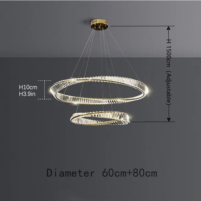 DecorBites™ DNA Spiral Crystal Chandelier LED Ring Design for Luxury Living Room