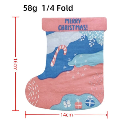 20Pcs/Bag Cartoon Die Cut Santa Claus Stocking Tree Decoupage Paper Napkins Paper Serviettes for Christmas Party Tableware Decor