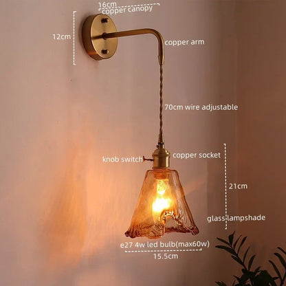 Decorbites™ Glas-Kupfer-LED-Wandleuchte im Vintage-Stil für Schlafzimmer, Esszimmer und Spiegellicht