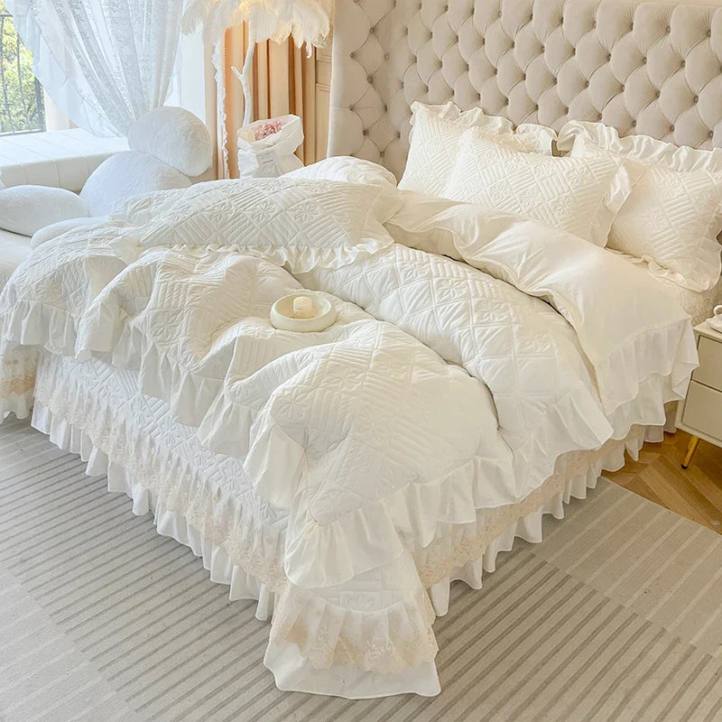Quilted Lace Ruffle Bedding