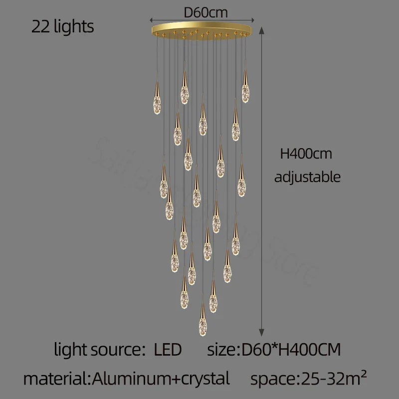DecorBites™ Diamond Crystal Chandelier - Gold Interior Designer Living Room Lamp