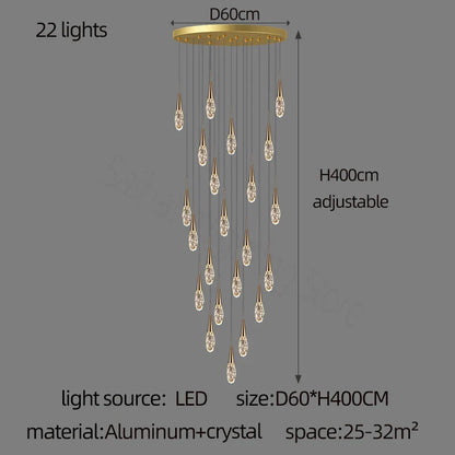 DecorBites™ Diamond Crystal Chandelier - Gold Interior Designer Living Room Lamp