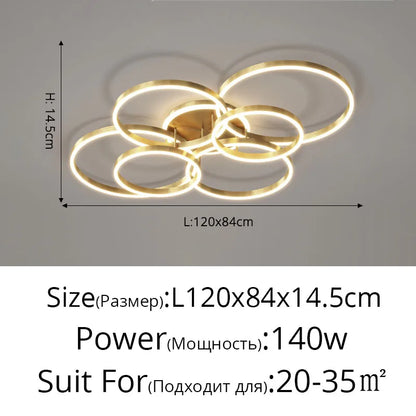 DecorBites™ LED Chandelier: Modern Living Study Bedroom Lamps, Round Rings Foyer Chandeliers Luminaire