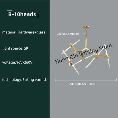 DecorBites™ Gold Branch LED Chandelier for Duplex Villa Staircase - Modern Indoor Lighting