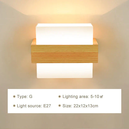 DecorBites™ LED Wooden Wall Lamps for Bedroom Stairs Interior Lighting Sconce Fixtures