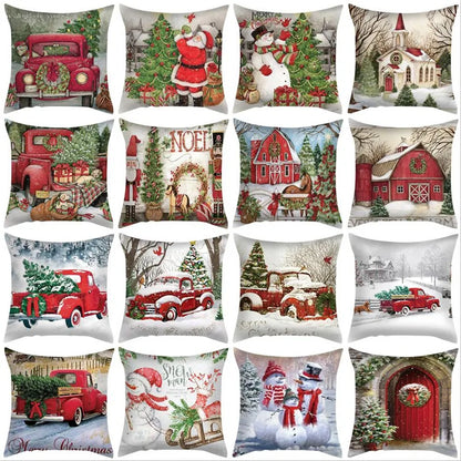 DecorBites™ Christmas Cushion Cover Set - Festive Xmas Decor for Living Room Sofa