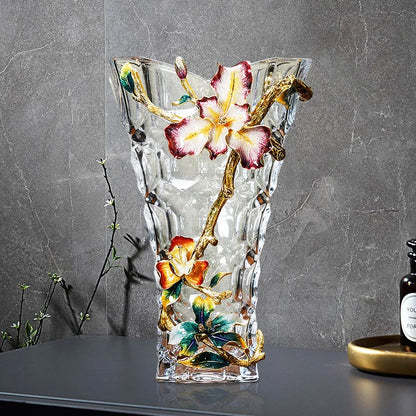 Jarrón de cristal DecorBites™: Decoración moderna y lujosa para el salón, con esmalte ligero.