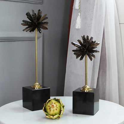 DecorBites™ Crystal Handicraft Artificial Flower Metal Figurine Home Decor Accessory