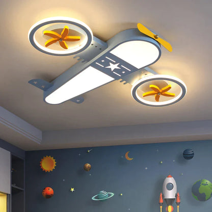 DecorBites™ Kids Airplane Ceiling Lights Remote Control Dimmable LED Chandelier