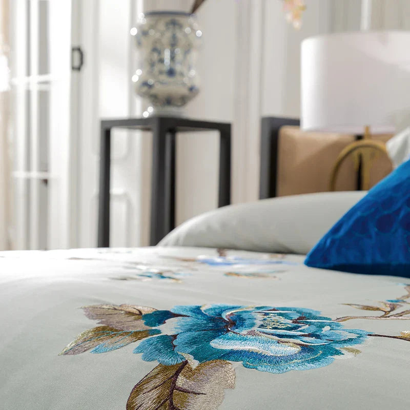 DecorBites™ 200S Embroidery Egyptian Cotton Bedding Set for Queen King Linens