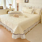 Decobites Princess Style Cotton Quilted Bedspread Set with Lace Edge & Pillowcase