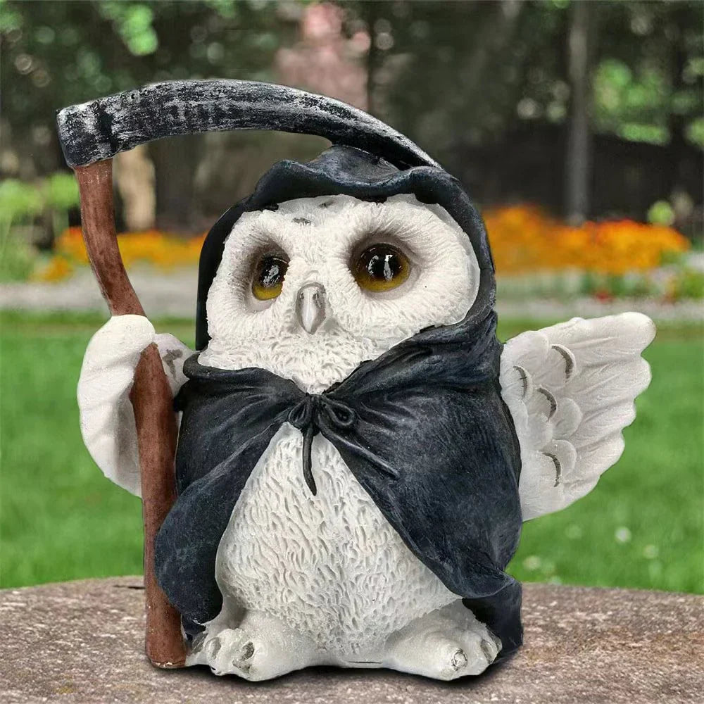 DecorBites™ Gothic Owl Reaper Sculptures Grim Statue Halloween Home Decor
