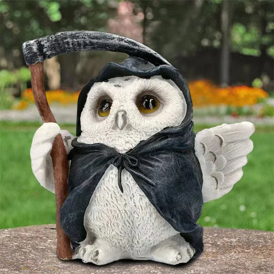 DecorBites™ Gothic Owl Reaper Sculptures Grim Statue Halloween Home Decor