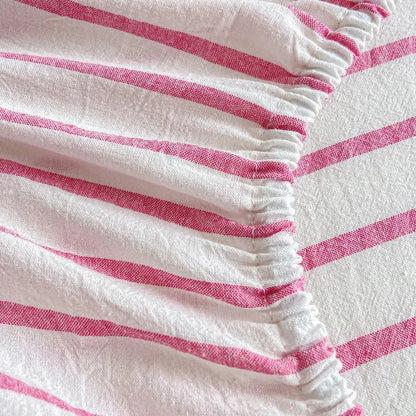 غطاء مرتبة مريح فردي من DecorBites™‎ مخطط من القطن مع شريط مطاطي