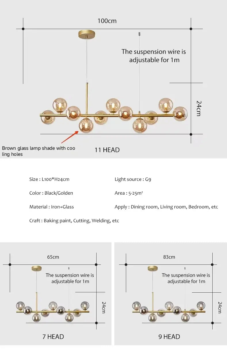 Decorbites™ 9-Licht Moderner Schwarzer LED-Kronleuchter