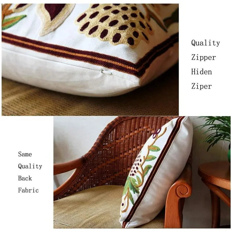 DecorBites™ Boho Farmhouse Floral Square Pillow Cover Set of 2