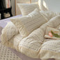 Decobites Lavender Lace Bedding Set: Single Queen Size Duvet, Sheet, Pillowcases