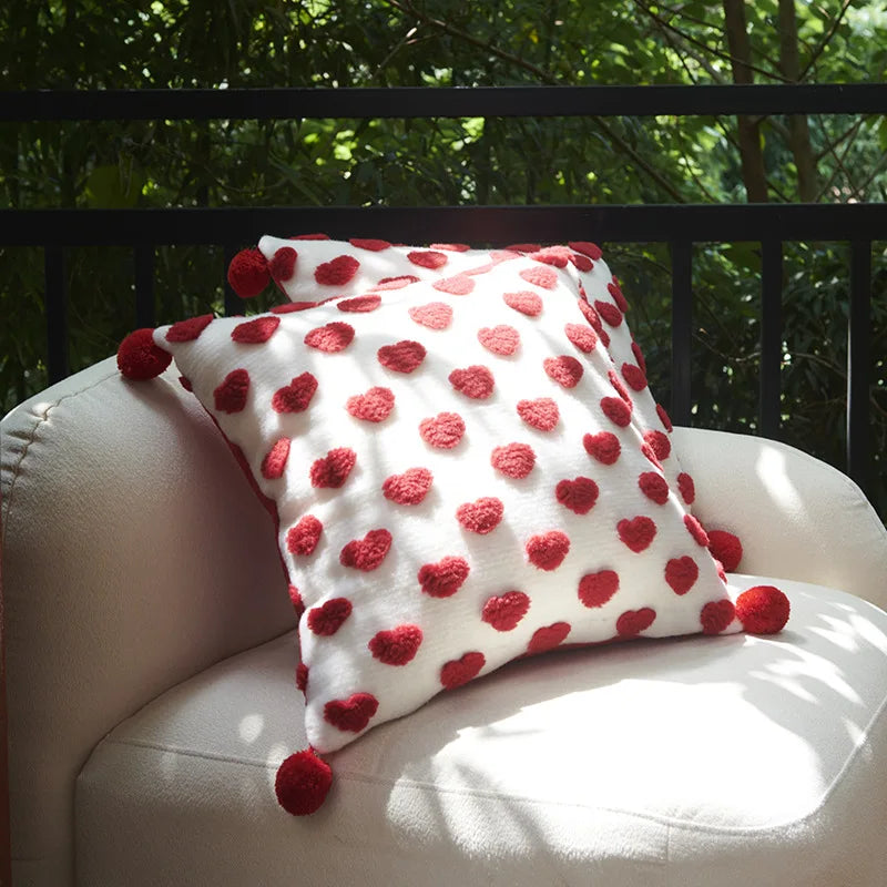 Juego de Fundas de Cojín Bordadas en Forma de Corazón Decorbites™ - Decoración de Simplicidad Nórdica para Sofá