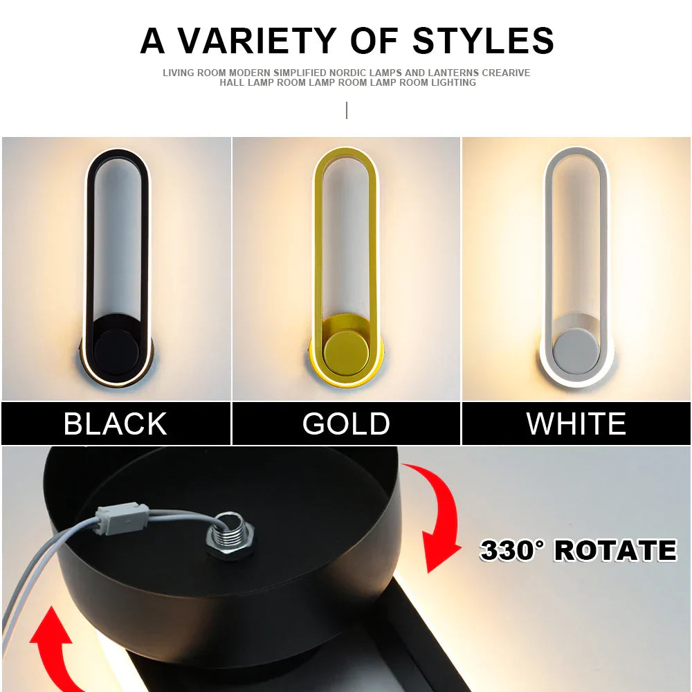 DecorBites™ LED Indoor Wall Sconce Lamp for Home Bathroom Bedroom Lighting