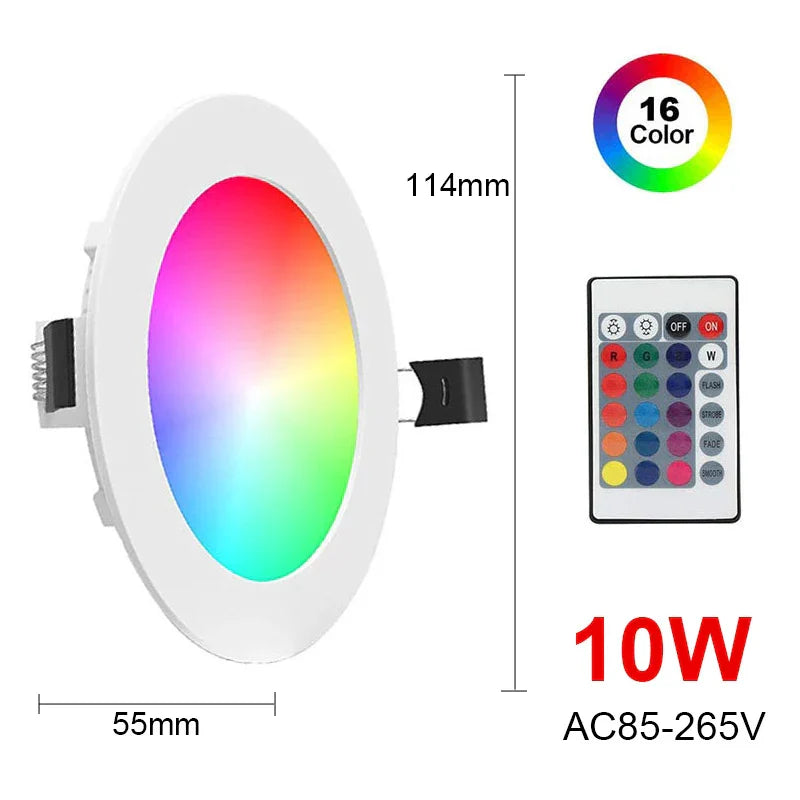 DecorBites™ Dimmable RGB LED Downlight 10W/15W Ceiling Spot Light with Remote Control