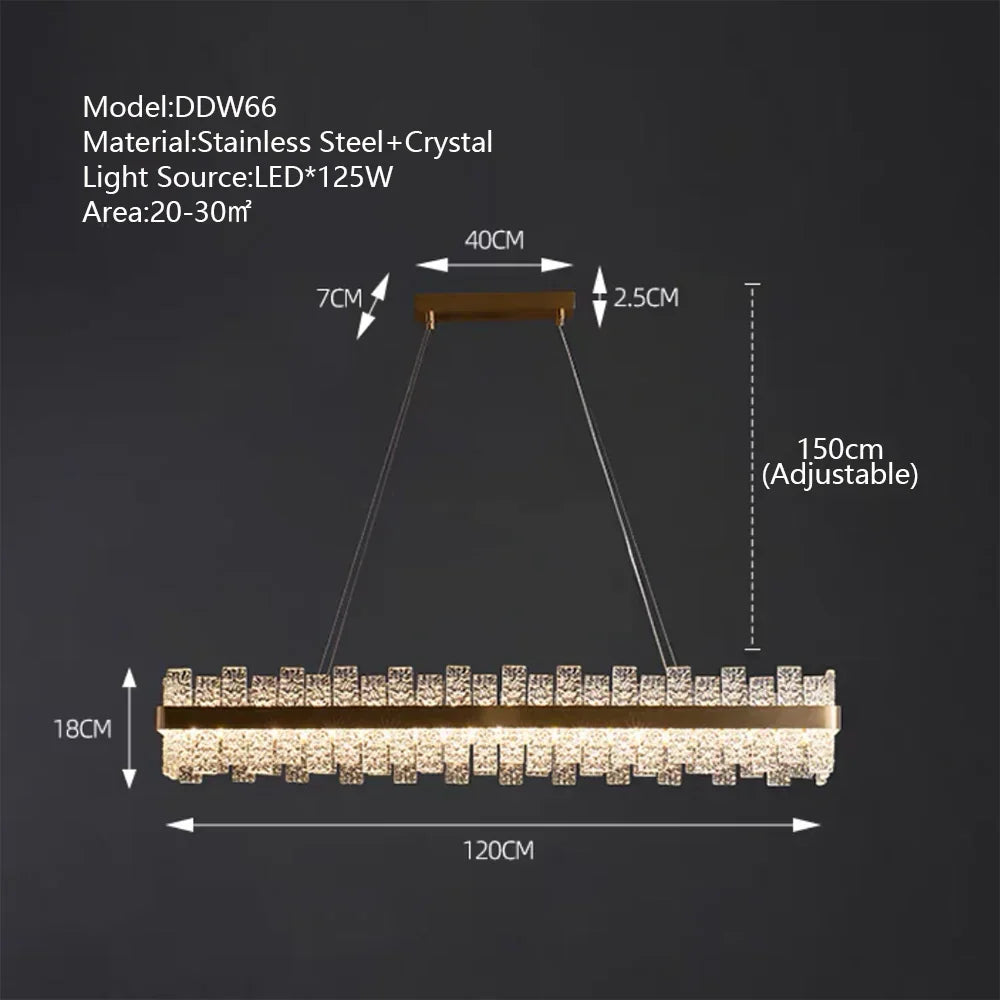 DecorBites™ Crystal LED Chandelier: Gold/Black Luxury Pendant Lighting for Home