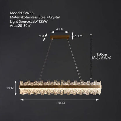 DecorBites™ Crystal LED Chandelier: Gold/Black Luxury Pendant Lighting for Home