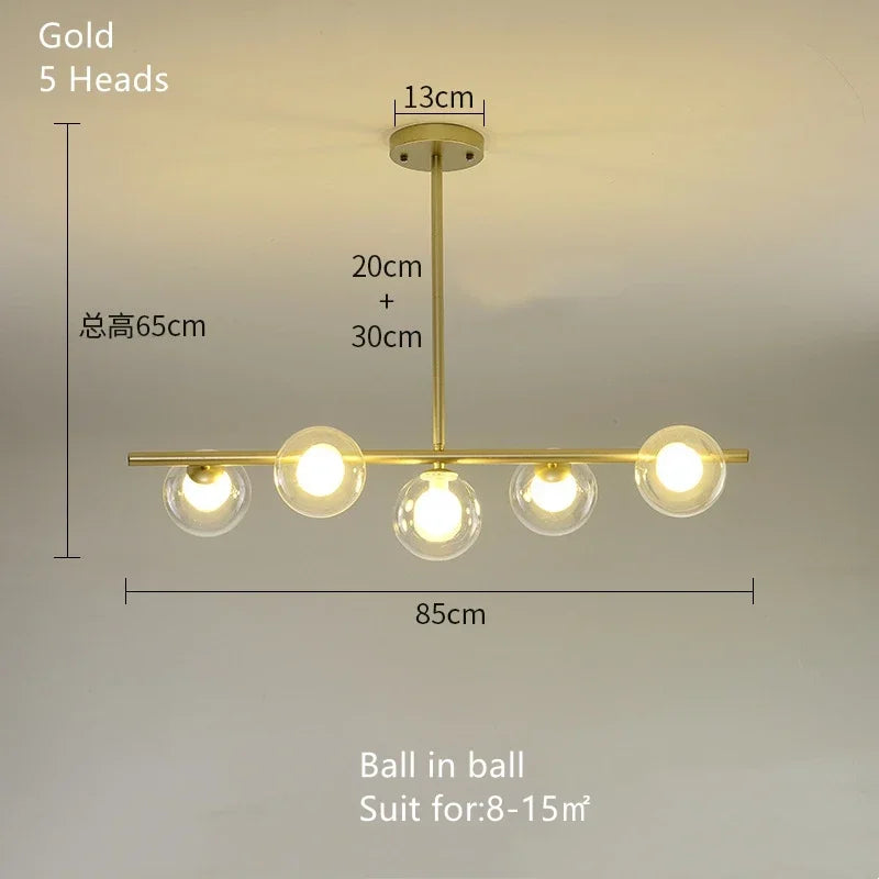 ثريا كرة زجاجية من ديكوربايتس™ - مصباح LED حديث معلق لديكور المنزل