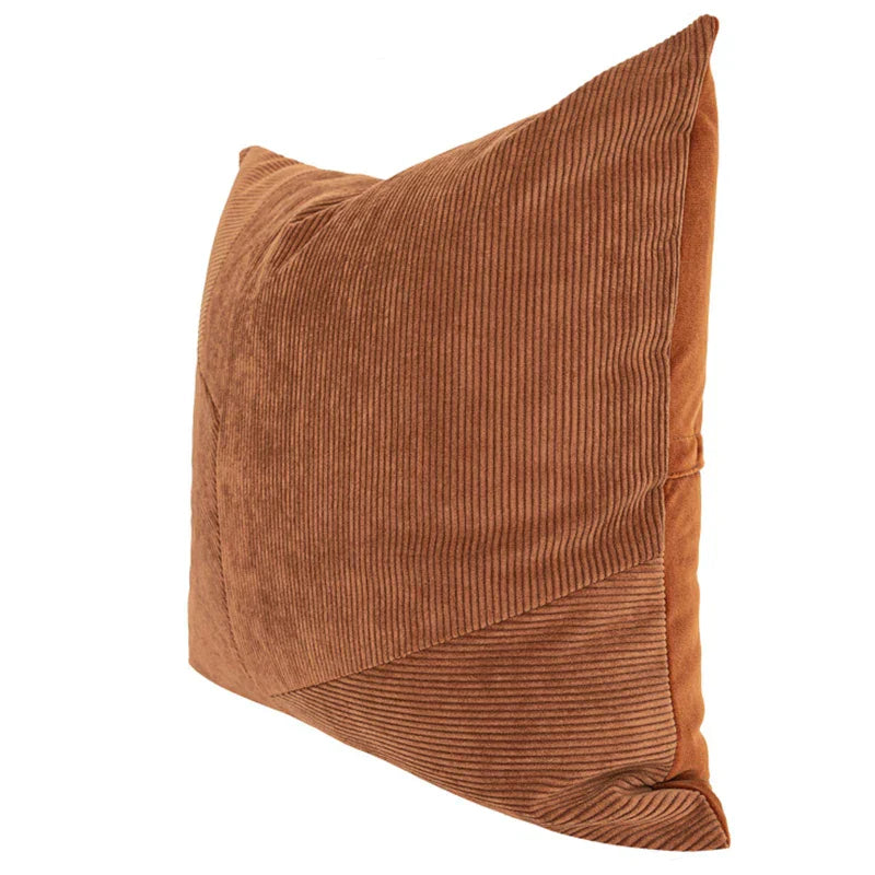 DecorBites™ Brown Corduroy Patchwork Cushion Cover 50x50cm Modern Luxury Pillow Case