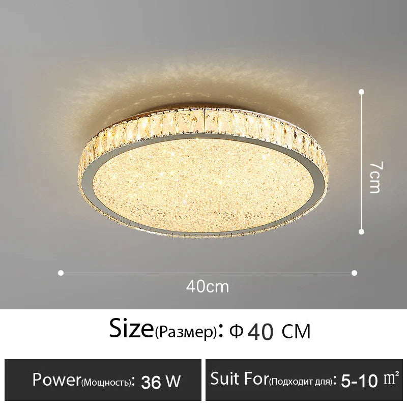 DecorBites™ Crystal LED Ceiling Lamp: Luxury Golden Glossy Lighting Fixture for Living Room