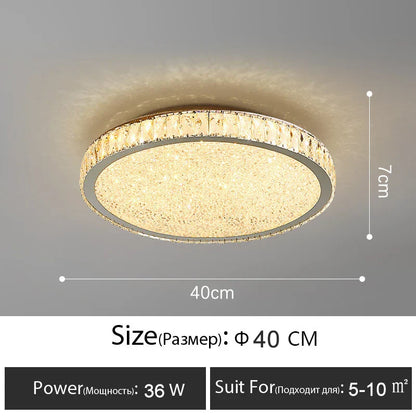 DecorBites™ Crystal LED Ceiling Lamp: Luxury Golden Glossy Lighting Fixture for Living Room