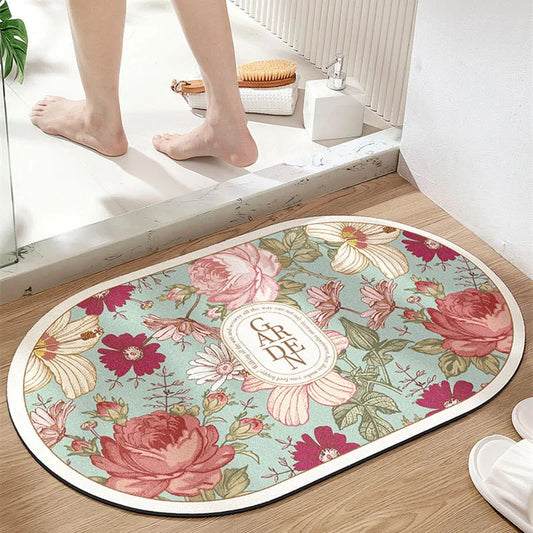 Decobites Velvet Bathroom Mat: Soft, Non-slip, Super Absorbent Bath Rug for Quick Drying