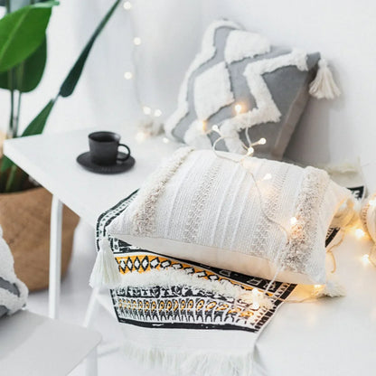 DecorBites™ Lace Tassel Cushion Tufted Sofa Pillowcase for Office Chair Pad