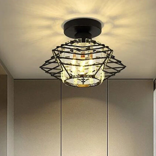 DecorBites™ Crystal Ceiling Chandelier: Modern Industrial LED Indoor Lighting Fixture