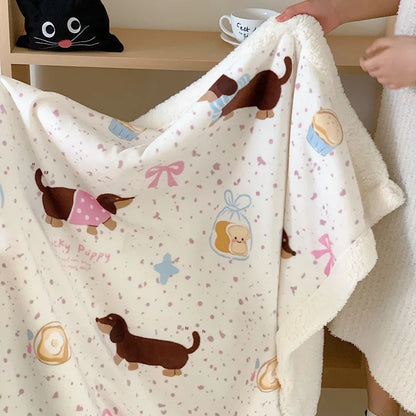 DecorBites™ Lamb Nap Cartoon Coral Velvet Blanket: Super Soft, Thick, and Cute for Winter