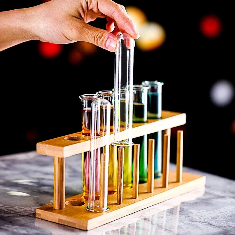 DecorBites™ 6-Piece Test Tube Cocktail Glass Set with Free Rack Stand and Shot Glasses Holder