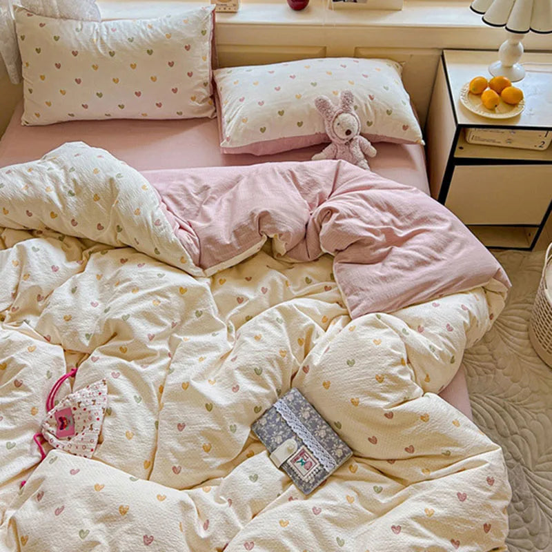 DecorBites™ Cloud Touch Ultra Soft Duvet Cover Set in Sweet Design & Double Layer Yarn