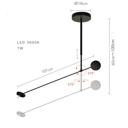 DecorBites™ Black Telescopic Wall Lamp with Adjustable Arm for Living Room and Bedroom