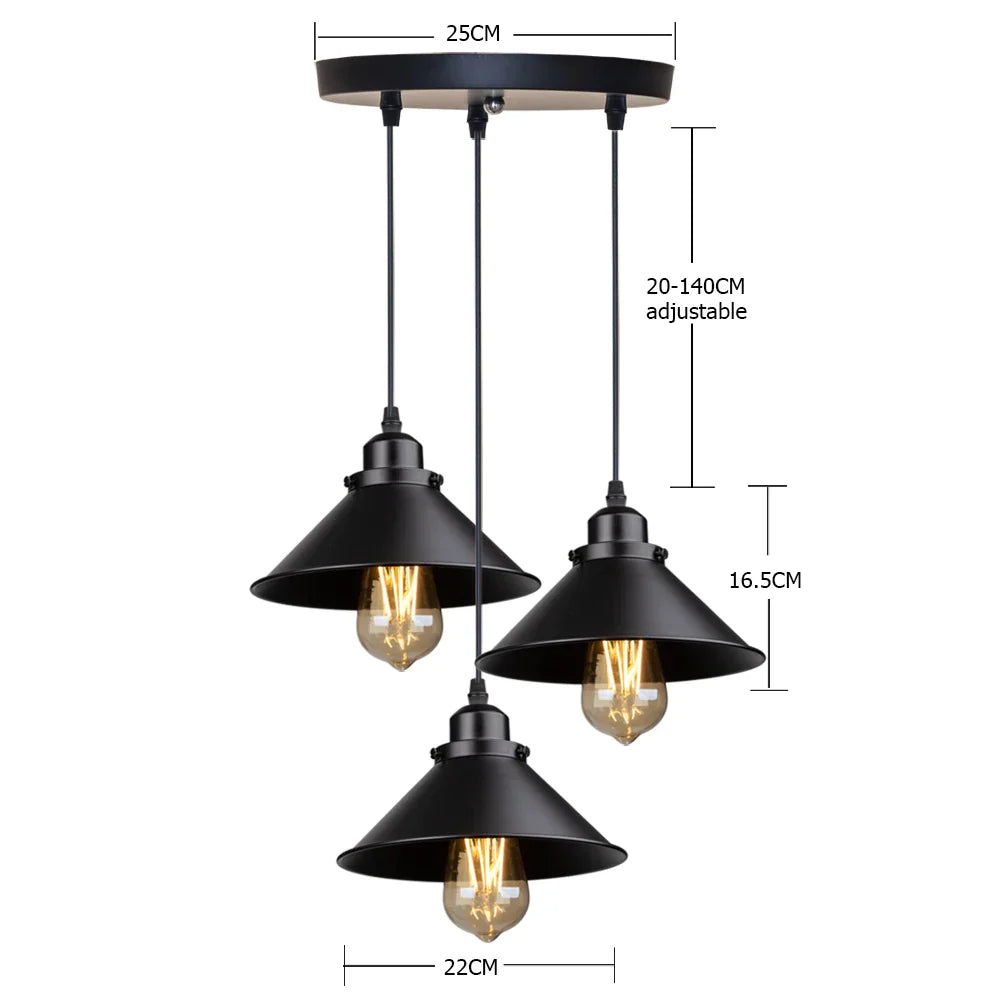 DecorBites™ Industrial Black Pendant Light Dimmable Kitchen Ceiling Fixture