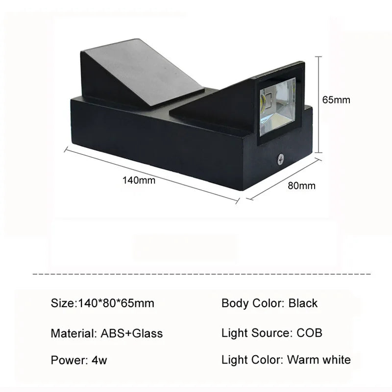 DecorBites™ 4W LED مصباح جداري خارجي مقاوم للماء IP65 مصباح ديكور للحديقة وغرفة النوم