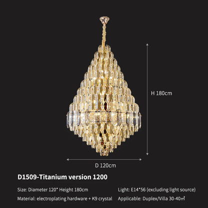 DecorBites™ Crystal Pendant Chandelier for Home, Hotel, Restaurant - Luxury Duplex Hall Light
